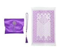 Anlising Tapis de Prière Musulman avec Perles de Prière et Sac en Tissu, Tapis de Prière de Voyage Islamique, Tapis Prière Portable,pour Musulman, Islamique, Ramadan, Cadeau (Violet, 110x70CM)