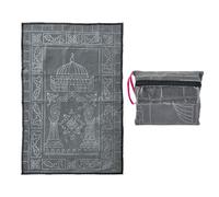 Anlising Tapis de prière musulmane, pliable, portable, avec poche, tapis de prière islamique, portable, pliable, tapis de prière pour le Ramadan, gris foncé