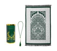 Anlising Tapis de prière musulmane, tapis de prière islamique, tapis de prière islamique et perles, tapis de prière avec boîte cadeau cylindrique, ensemble de cadeaux islamiques, pour la prière