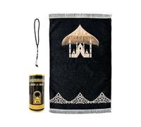 Anlising Tapis de prière musulmane, tapis de prière islamique, tapis de prière islamique et perles, tapis de prière avec boîte cadeau cylindrique, ensemble de cadeaux islamiques, pour la prière