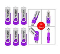 Anloter™ Lot de 10 clés USB à mémoire flash pivotantes 32 Go Violet