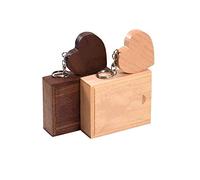 Anloter Lot de 2 clés USB 2.0 en forme de cœur en bois de noyer 8 Go avec boîte (8 Go, USB2.0)