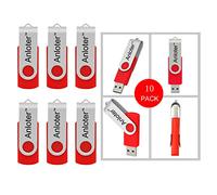 AnloterTM Lot de 10 clés USB pivotantes avec clé USB 8 Go Rouge