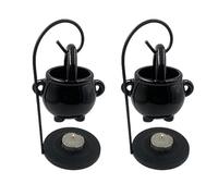 Anloximt 2Pack Chaudron Suspendu Brûleur d'huile païen avec poignée Chauffe-Cire Noir Diffuseur d'arômes Cire Essentielle parfumée Witches Home Decor