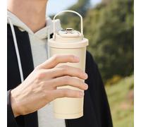 Anloximt Bouteille Isotherme Café - Mug Sous Vide 500ml Avec Poignée - Tasse Eau Acier Inox Doublage Céramique Gourde Directe pour Travail Salle de Sport Hydratation École Maison Voiture Voyage