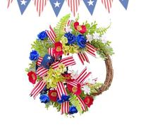 Anloximt Couronne patriotique pour la décoration de porte d'entrée | Guirlande festive | Jour commémoratif rouge blanc bleu pour porte d'entrée mur maison extérieur patriotique intérieur extérieur