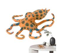 Anloximt Décor de Poulpe | Simulation de Pieuvre aux Anneaux Bleus,Figurines de Petits Animaux Marins, Jouet éducatif, Accessoire de décoration de Bureau