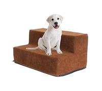 Anloximt Escalier pour Chien Gris 3 Marches sur 2 Étages Escaliers Lavables en Éponge Haute Densité pour l'exercice des Articulations des Animaux Domestiques 38x28x20cm