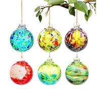 Anloximt Ornements en Verre soufflé,Ornements en Verre soufflé à la Main | Décor créatif de Boule de Verre soufflé | Ornements de noël en Verre 6 pièces, Boules de Verre suspendues pour décoration de