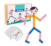 Anloximt Robot - Figurine articulée réglable avec des Robots en Bois,Jouet interactif avec 24 Cartes et 48 pièces Action Voyage Jouets Robot Cadeaux pour garçons et Filles de 3 à