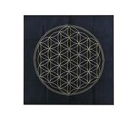 Anloximt Tissu de Tarot d', Tableau Fleur De Vie Tissu, Nappe carrée en Or Noir, Fournitures spirituelles en Tissu de Pont céleste pour Les fêtes de Fin d'année, 50,8 x 50,8 cm