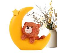Anloximt Toppers à gâteaux mignons, topper à gâteau de lune de lune - Décor de résine Figurine Home,Sculpture de l'ours de la lune en résine pour fête d'anniversaire, décoration de table de dessin