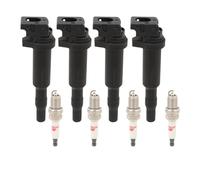 Anlseiod 4x bobine d'allumage et 4x bougie d'allumage compatible avec les séries 3 E46 E90 E91 E92 E93 série 5 E60 E84 X3 E83 Z4 E85, connecteur de bougie d'allumage de bobine d'allumage à tige OE ave