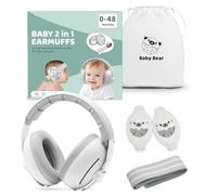 Anluomafuy 2 en 1 Casque Anti Bruit Pour Bébés et Tout-Petits Jusqu'à 48 Mois, Casque Anti Bruit Bébé Réglable avec Réduction de Bruit, Protection Auditive pour Bébés, pour Sommeil Voyages