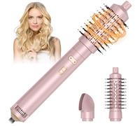 Anluomafuy Brosse Soufflante Rotative, Air Styler 800W, Seche Cheveux Ionique, Brosse Chauffante 3 en 1, Fer a Boucler 38/50mm, 2 Vitesse/2 Température, Brosse Lissante pour Lisser, Sécher (Rose)