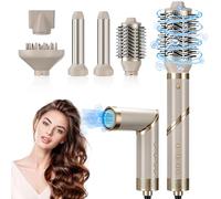 Anluomafuy Seche Cheveux 5 en 1 Air Styler, Brosse Soufflante Hair Styler, Boucleur a Cheveux à Air Brosse à Lissante Ensemble, Fer a Boucler, Brosse Coiffante Chauffante pour Lisser, Boucler