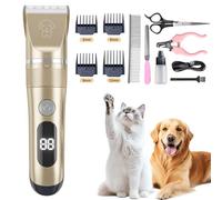 Anluomafuy Tondeuse Chien Professionnelle, Tondeuse Silencieuse pour Chiens sans Fil avec Ecran LED et 4 Peignes Limite, Lames en Céramique Amovibles, 12 Accessoires, IPX7 Étanche pour Chien/Chat