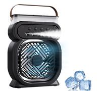 Anluomania Climatiseur Mobile, Mini Climatiseur Silencieux, Refroidisseur D'air, Humidificateur, Ventilateur Brumisateur Eau, avec 3 Vitesses, Lumière de Nuit, Minuterie, pour Maison Bureau