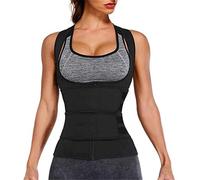 ANLWGK Combinaison De Sudation De Sauna for Femmes, Manches Chaudes en Néoprène, Gilet D'entraînement Amincissant, Forme du Corps, Haut D'entraînement De La Taille Sauna Costume(Black,L)