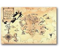 ANMAC Art mural 40 x 60 cm sans cadre Peter Pan Neverland histoire complot carte James Matthew Barrie affiche pour chambre familiale moderne décor esthétique Dedroom cadeaux affiche