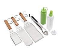 Anmarko Lot de 6 spatules en métal - Kit d'accessoires pour grille - Spatule plate pour grill, crêpes, hamburgers, ustensiles en métal parfaits pour barbecue grill plat en fonte