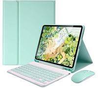 AnMengXinLing Étui avec clavier pour iPad Air 13"/Pro 12.9" 6e/5e/4e génération avec porte-crayon, clavier Bluetooth sans fil magnétique, amovible, vert
