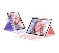 AnMengXinLing Étui avec clavier vertical pour iPad 9e/8e/7e génération, rotation à 360° avec porte-crayon pour iPad9/iPad8/iPad7/Air3/Pro 10.5, rotation à 360°, rose
