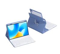 AnMengXinLing Étui clavier vertical pour iPad 9e/8e/7e génération 10,2", rotation à 360° avec porte-crayon pour iPad9/iPad8/iPad7/Air3/Pro 10,5, rotation à 360° - Violet + blanc