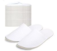Anmerl 10 Paires de Chaussons Invités pour Hommes et Femmes, Chaussons Jetables en Coton épais, Chaussons Hotel de Qualité SupéRieure, Pantoufles IntéRieur Lavables et AntidéRapants (Blanc, EUR 36-44)