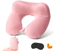 Anmerl Oreiller Gonflable Voyage - Coussin Cervical Portable Ergonomique pour Avion/Train, Velours Doux avec Sac de Transport, Anti-Douleur Cou/Nuque