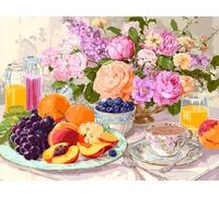 Anmiong Peinture par Numéros Adulte Fleur, DIY Peinture Acrylique pour Adultes Enfants Débutants 20x30 cm Fruit Numéro d'Art Kit par Décoration Murale et Cadeaux Pour La Maison, (Sans Cadre)-#604k