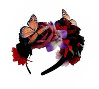 ANMITI Bandeau Jour de la mort Papillon Fleur pour Festival Célébrations Bandeau de Musique Festival Accessoire de fête Bandeau Jour des Morts