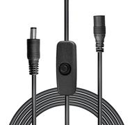 ANMITI Câble d'extension d'alimentation 5,5 mm x 2,1 mm avec commutateurs pour éclairage LED, routeur, haut-parleurs, souffleur, lampe de bureau, accessoires