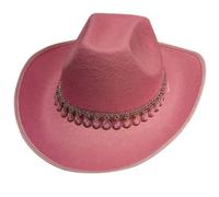 ANMITI Chapeau de cowboy en cristal étincelant avec pompons et perles pour enterrement de vie de jeune fille, cowboy disco pour acteur, actrice, cowgirl