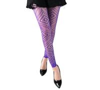 ANMITI Collants sans pieds pour femme - Taille haute - Bas de cuisse - Bas résille à motifs pour femme, violet, Taille unique