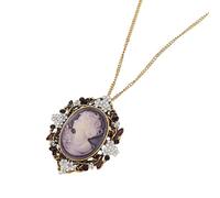 ANMITI Collier vintage avec pendentif camée en strass en cristal, cadeau pour les vacances, bijoux multi-fonctionnels en alliage, collier à chaîne multicouches, taille unique, Comme décrit