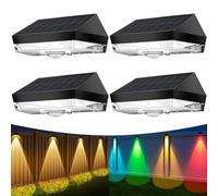Anmossi Applique Solaire Exterieur,4 Unités Lampe Solaire de Jardin Extérieure Étanche,Blanc Froid/Lumière Neutre/Blanc Chaud/RGB,10 Modes Lampe Solaire pour Cour,Marches,Piscine,Jardin et Clôture