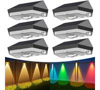 Anmossi Applique Solaire Exterieur,6 Unités Lampe Solaire de Jardin Extérieure Étanche,Blanc Froid/Lumière Neutre/Blanc Chaud/RGB,10 Modes Lampe Solaire pour Cour,Marches,Piscine,Jardin et Clôture