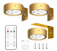 Anmossi Eclairage Tableau Sans Fil,3 pièces Éclairages Murales à Batterie Rechargeable,Spot LED Sans Fil avec Telecommande,Applique Murale Intérieure pour Tableaux,Cadres Photo,Portraits (Doré)