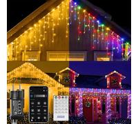 Anmossi Guirlande Lumineuse Noël Changement de Couleur pour Extérieur,15m 600 LED,Contrôle par APP,Synchronisation Musicale,Étanche,pour Avant toit,Cour,Décoration de Noël,Blanc Chaud et Couleur