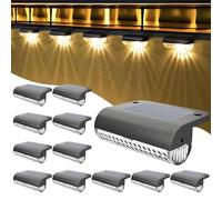 Anmossi Lampe Solaire LED Extérieur Jardin,12 Pièces Lampe Solaire Exterieur,Lumières de Clôture Solaire Etanche,pour Escaliers,Marches,Clôtures,Cour,Terrasse,Blanc Chaud