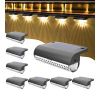 Anmossi Lampe Solaire LED Extérieur Jardin,8 Pièces Lampe Solaire Exterieur,Lumières de Clôture Solaire Etanche,pour Escaliers,Marches,Clôtures,Cour,Terrasse,Blanc Chaud