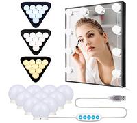 Anmossi Lumière de Miroir,Lampe Miroir Maquillage LED avec 10 Ampoules de Dimmable et 3 Modes de Couleur,Lumière Miroir Hollywood pour Miroir de Maquillage et Coiffeuse et Miroir Salle de Bain