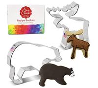 Ann Clark Cookie Cutters Ensemble de 2 emporte-pièces faune sauvage avec livret de recettes, ours grizzly et élan