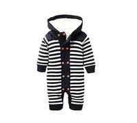 Ann sang bébé de Noël pulls Grenouillère en velours à rayures Gilet en tricot bleu bleu 0-6 mois