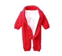 Ann sang bébé en tricot Pull intérieure Plus en velours Hiver Vêtements bleu red 0-6 mois