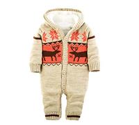 Ann Sang Pull tricoté fantaisie d'hiver pour bébé (12-18 mois, beige)