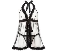 Ann Summers Ann Summers Desires At Dusk - Nuisette sans culotte à bordures en fausse fourrure