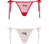 Ann Summers Ann Summers Red Sugar and Spice Embroidered Mesh String Knickers 2 Pack