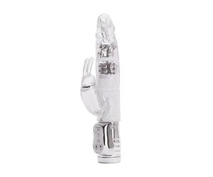 Ann Summers Ann Summers Vibromasseur lapin rampant rotatif avec perles de massage et vibromasseur à pointe incurvée, jouet sexuel à 3 vitesses avec perles de massage, fonctionne à piles, transparent